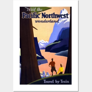 Vintage Travel By Train To The Pacific Northwest Wonderland Posters and Art